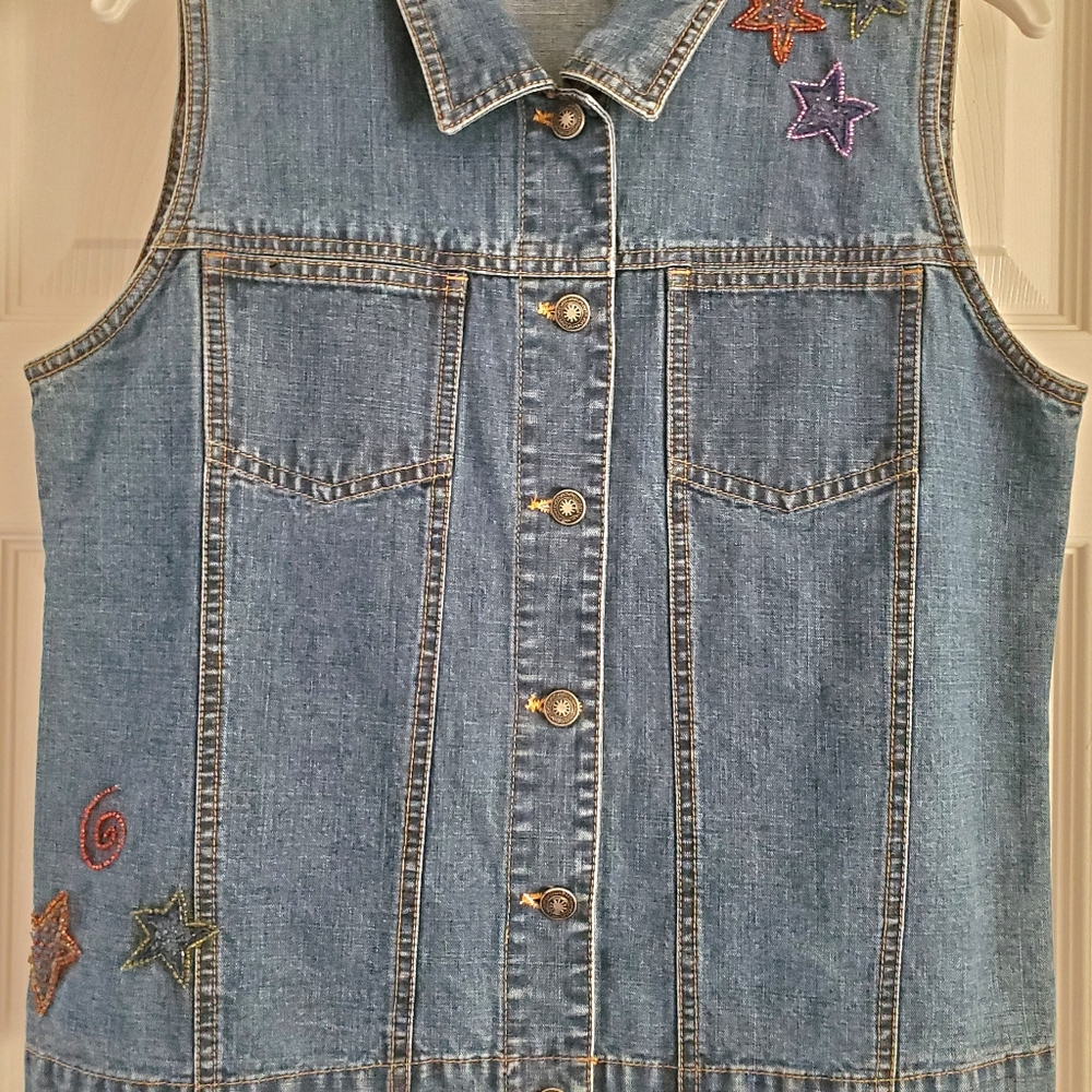 CHICO'S BEADED DENIM VEST